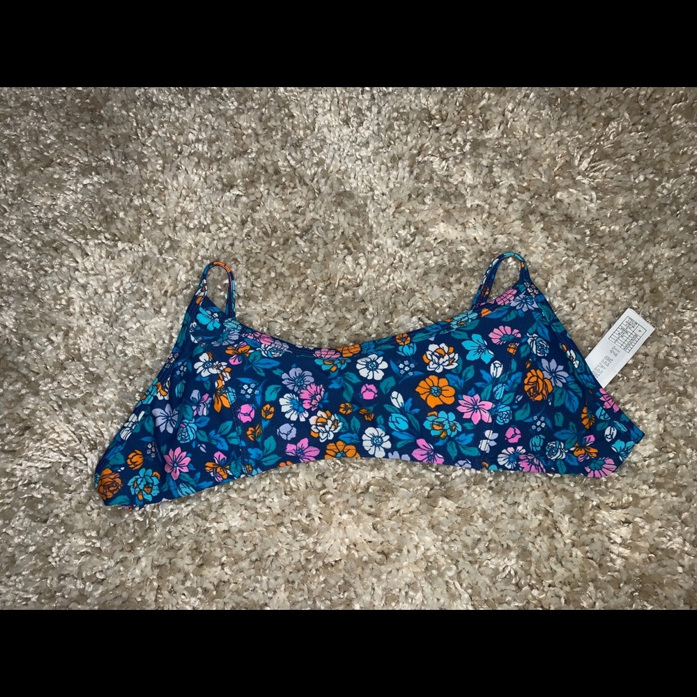 Floral Cross Back Bathing Suit Top